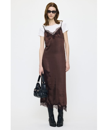 LACE SATIN SLIP ドレス