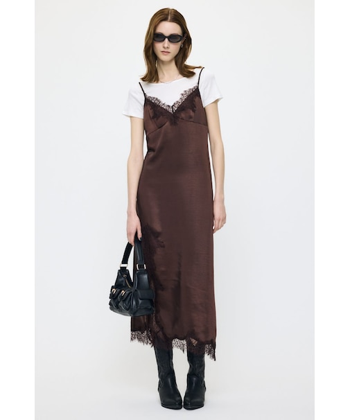 LACE SATIN SLIP ドレス