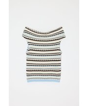 STRIPED OFF SHOULDER トップス