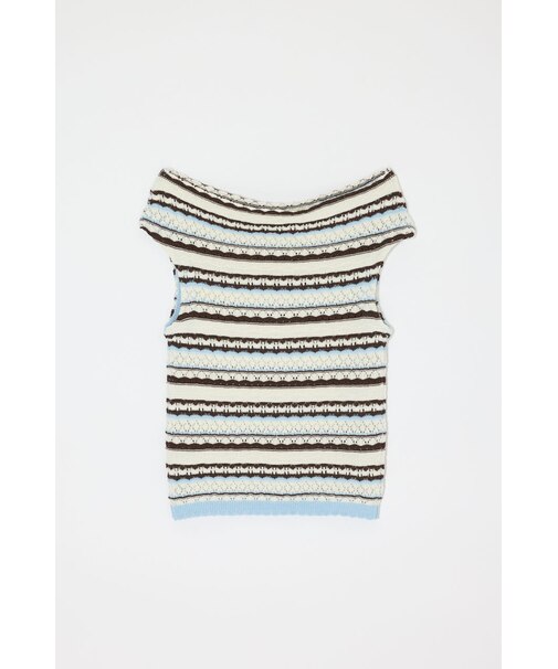 STRIPED OFF SHOULDER トップス