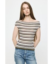 STRIPED OFF SHOULDER トップス
