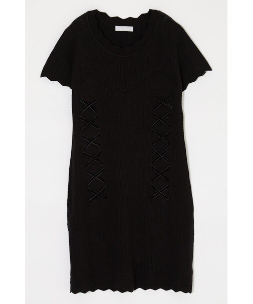 LACE UP KNIT MINI ドレス
