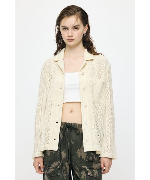 OPEN COLLAR LACE シャツ