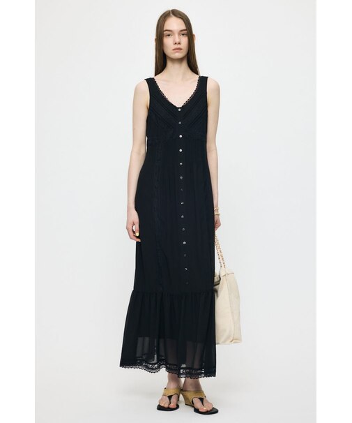 PIN TUCK CHIFFON MAXI ドレス
