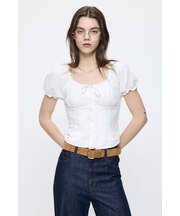 LINEN BLEND WAIST FIT ブラウス