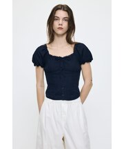 LINEN BLEND WAIST FIT ブラウス