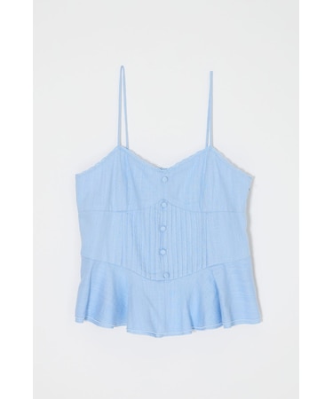 LINEN BLEND CORSET CAMI トップス