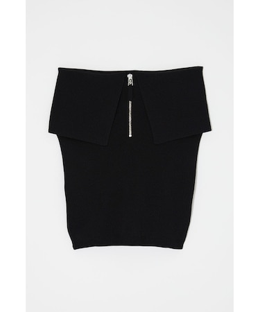 OFF SHOULDER HALF ZIP ニットトップス