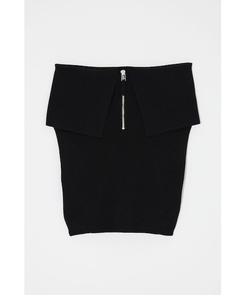 OFF SHOULDER HALF ZIP ニットトップス