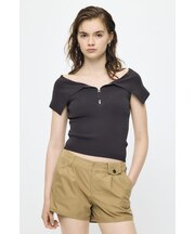 OFF SHOULDER HALF ZIP ニットトップス