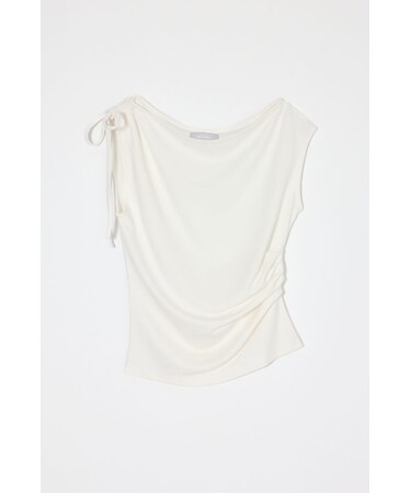 ASYMMETRY NECK RIBBON トップス