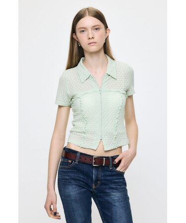 LACY ZIP UP シャツ