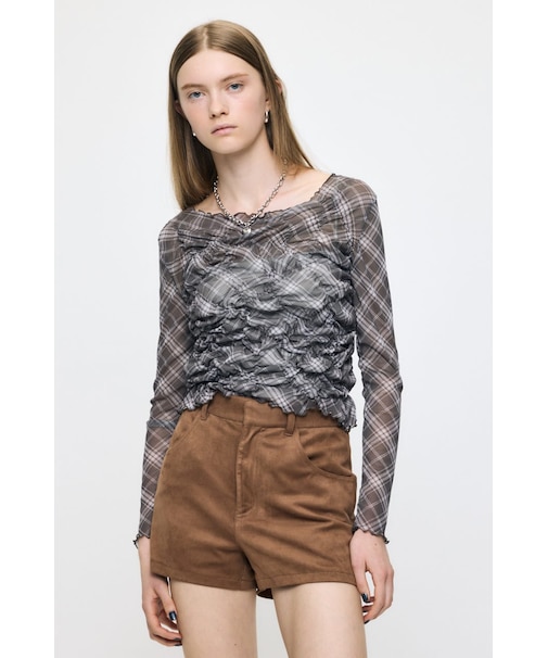SHIRRING SHEER L/S Tシャツ