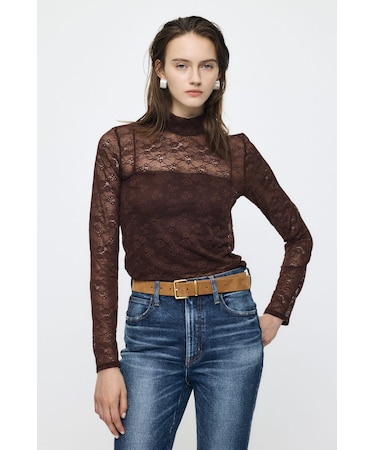 ES LACE HI NECK トップス