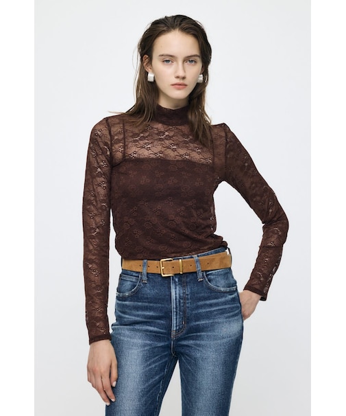 ES LACE HI NECK トップス