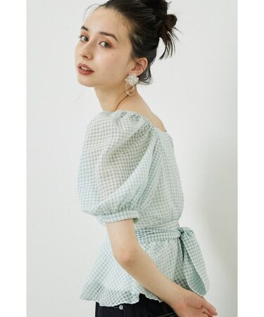 【WEB限定】バックリボンギンガムブラウス