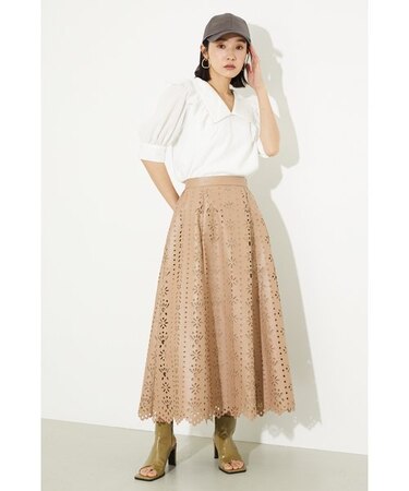 カットワークフェィクレザーJ／WフレアSK