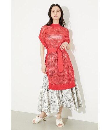 透かし編みKnitロングTOP