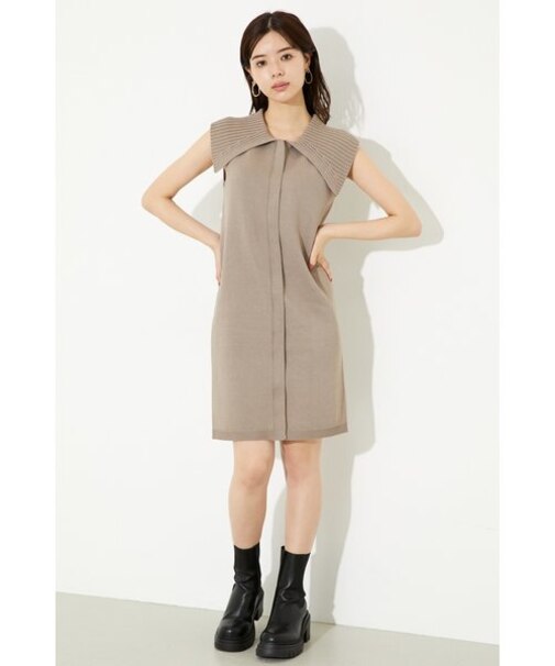 BigカラーIラインZIP Knit OP