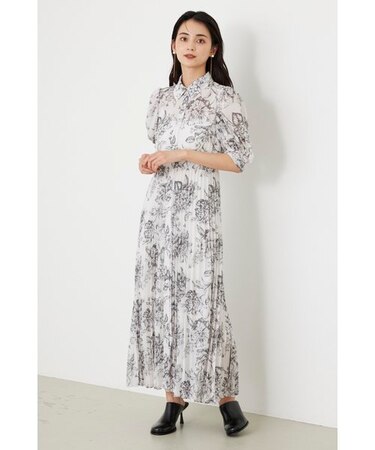 ラインフラワープリーツフレアOP