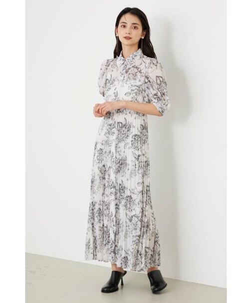 ラインフラワープリーツフレアOP