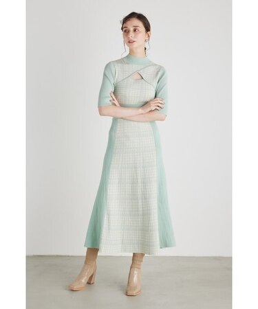 2WAY千鳥柄フレアKnit OP