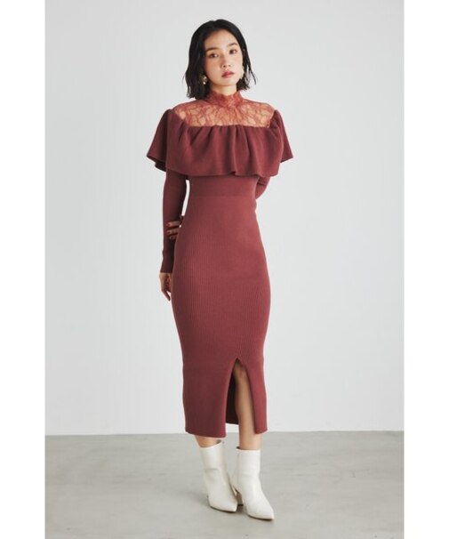 チュールコンビフリルKnit OP