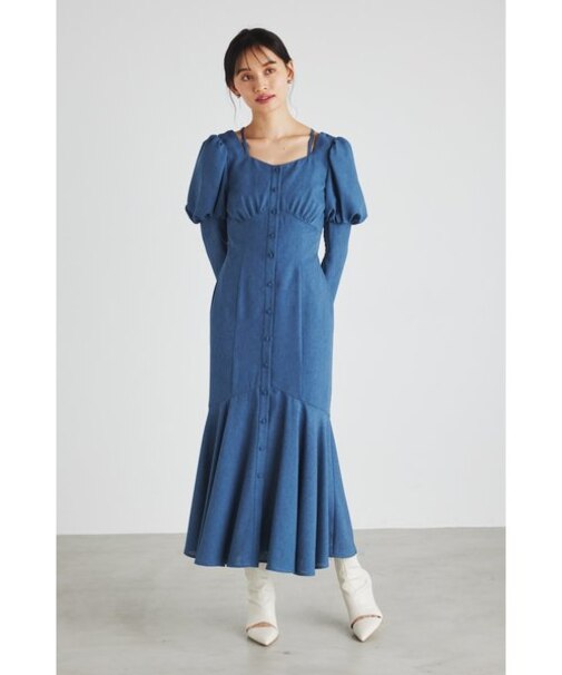 ボリュームスリーブビスチェパターンマーメイドOP