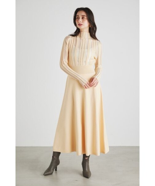 ランダムシアーRIBフレアKnit OP