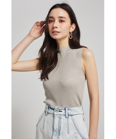 スリーブレスラメウォッシャブルKnit TOP