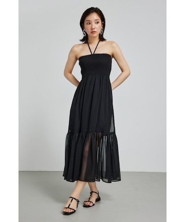 シャーリングベアシフォンワンピース