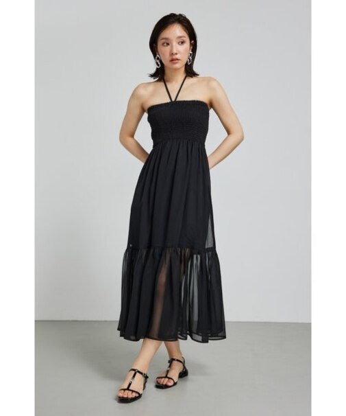 シャーリングベアシフォンワンピース