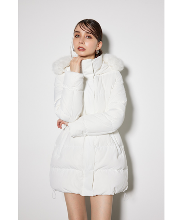 シャーリングゴムベルト付きシェイプダウンコート