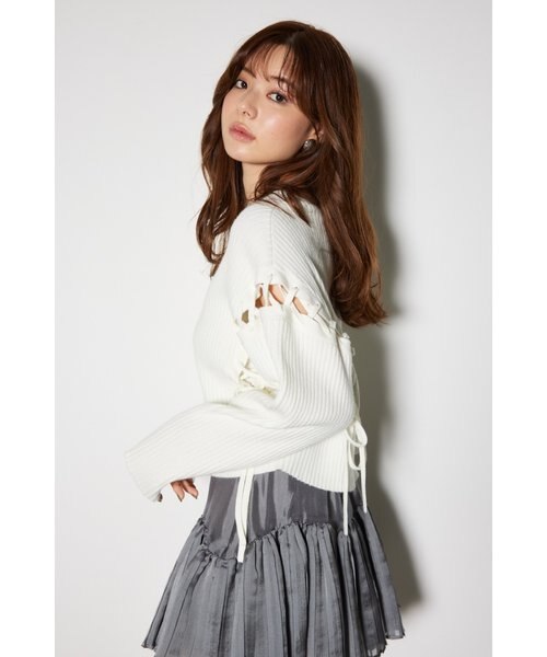 2WAYペプラムジャガードニットカーディガントップス　リエンダ rienda | 2WAYペプラムジャガードニットカーディガントップス (ニット