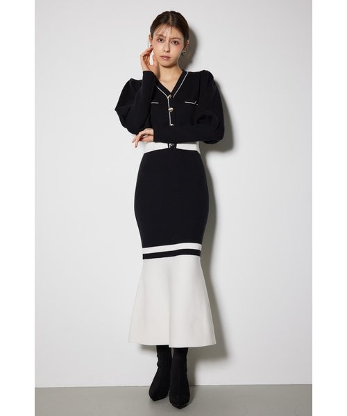 rienda バイカラー カーデ セット ニット ワンピース リエンダ バイカラーカーデセットニットワンピース｜リエンダの通販｜&mall