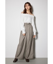 レイヤードベルトジャストウエストパンツ