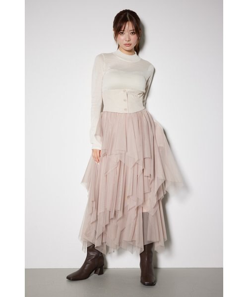 syrup. コルセットスカート ハイウエストスカート コルセット ハイウエストコルセットワイドパンツ
