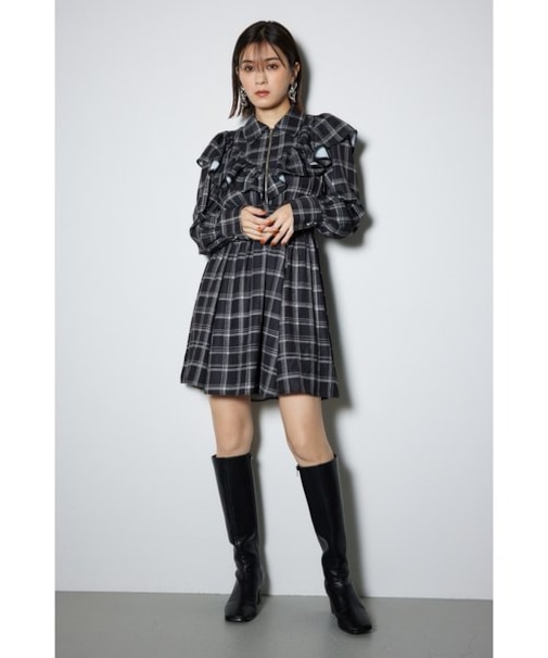 フロントZIPシャツミニワンピース