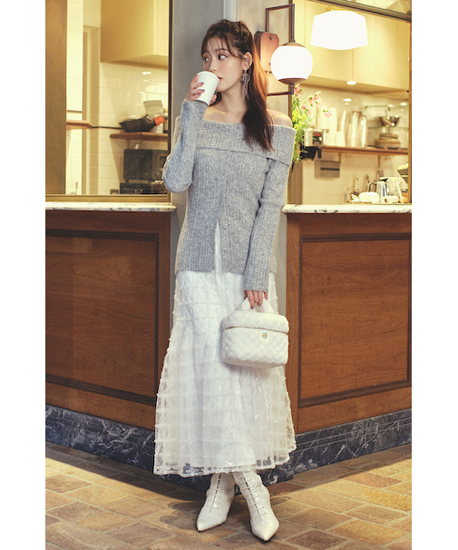 スパンコールチュールセミマーメイドスカート