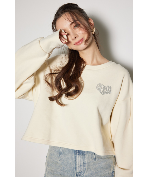 ラインストーンロゴスウェットトップス