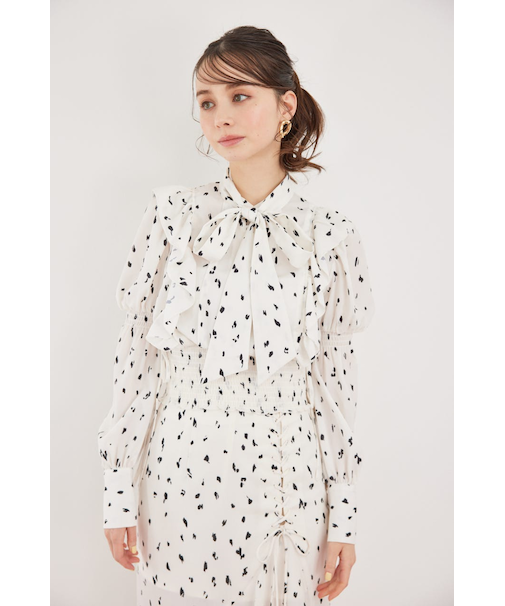 2WAYボウタイクロップドブラウス