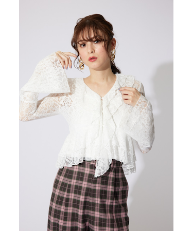 【岡崎紗絵さん着用アイテム】フリルレースブラウス