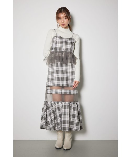 ペプラムマーメイドチェックキャミワンピース｜リエンダの通販
