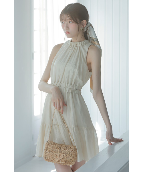 AKB48千葉恵里さん着用 女神ワンピ　ホルターネックギャザーフレアワンピース rienda | 【AKB48 千葉恵里さん着用】【女神ワンピ