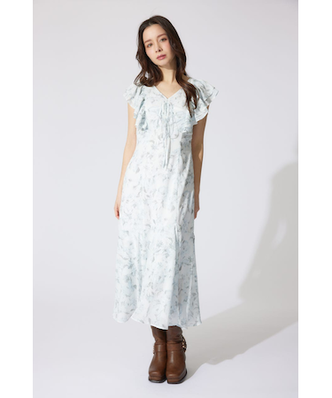 フリルフラワーロングワンピース