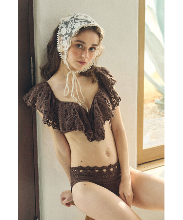 ショルダーフリルクロシェカップビキニ