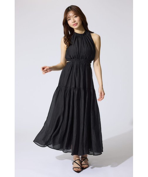 【AKB48 千葉恵里さん着用】【女神ワンピ】ホルターネックギャザーフレアワンピース