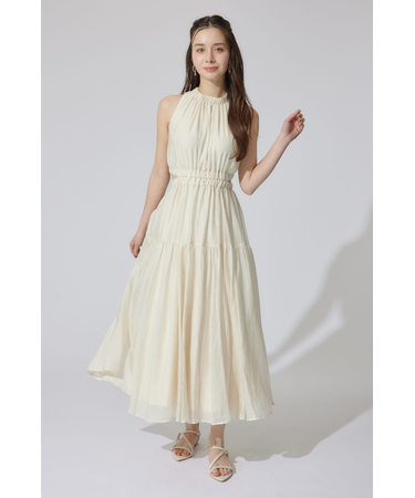 【AKB48 千葉恵里さん着用】【女神ワンピ】ホルターネックギャザーフレアワンピース