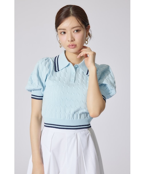 ポロデザインニットトップス