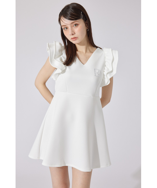 RDショルダーフリルカットミニワンピース